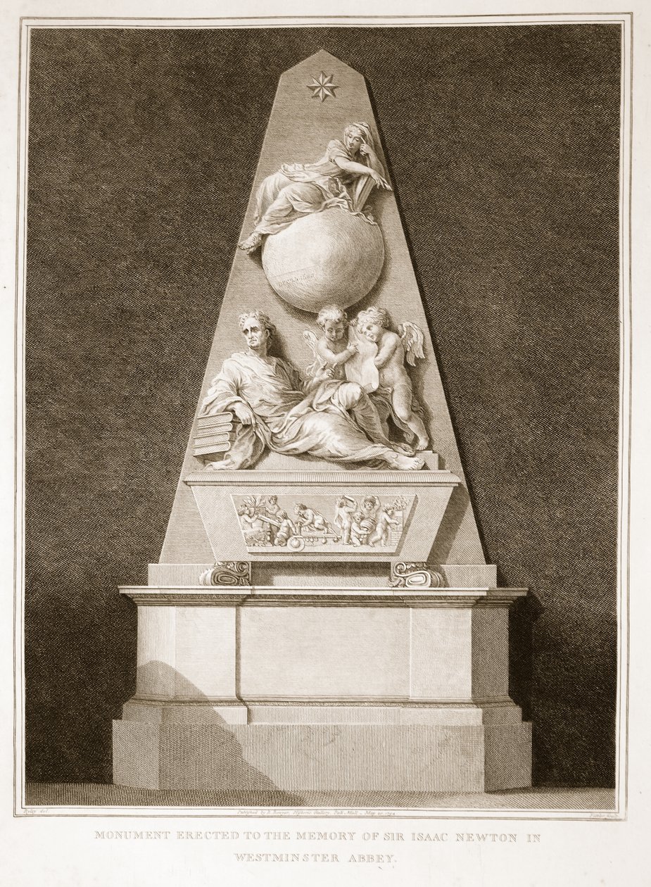 Monument Erected to the Memory of Sir Isaac Newton in Westminster Abbey, Illustration from David Hume