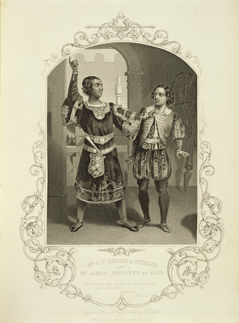 Mr. G. V. Brooke as Othello and James Bennett as Iago, Act III Scene 3, in Othello by William Shakespeare by English School