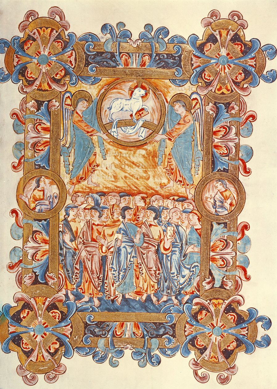 The Multitude Adoring the Lamb, from the Missal of Robert of Jumieges, c.1016 by English School