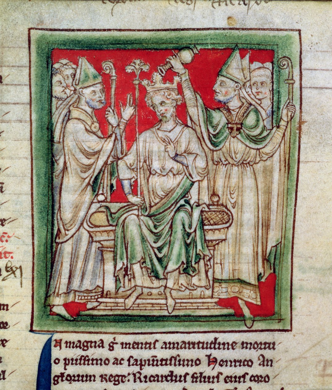 Richard I (1157-99), miniature from Flores Historiarum, by Matthew Paris, 1250-52 by English School