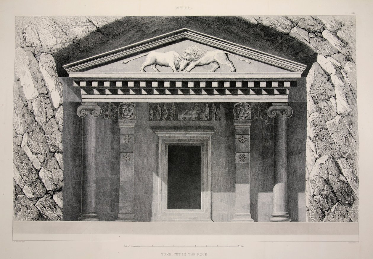 Myra - Tomb Cut in the Rock, pub. 1863 by English School