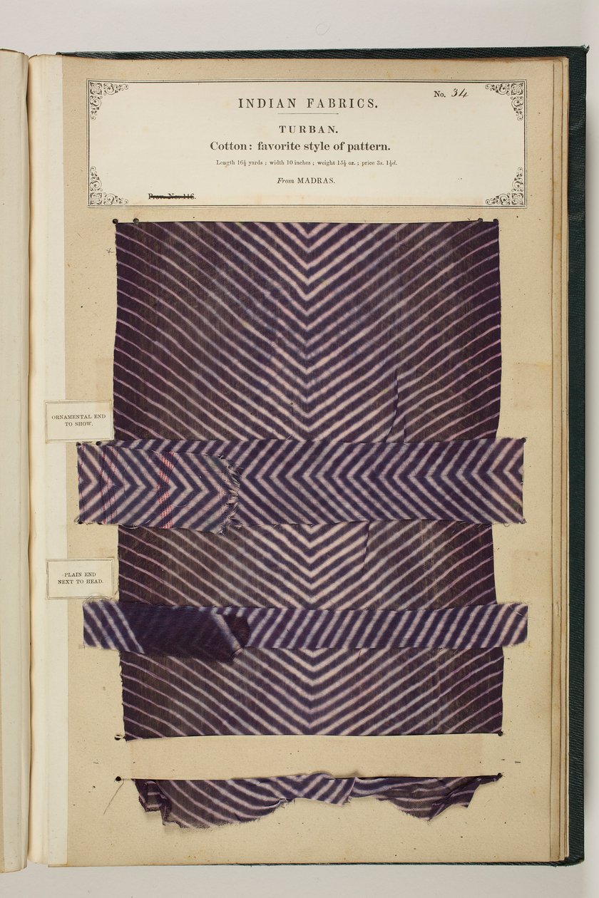 No. 34: Turban, Indian Fabrics, Compiled by John Forbes Watson by English School
