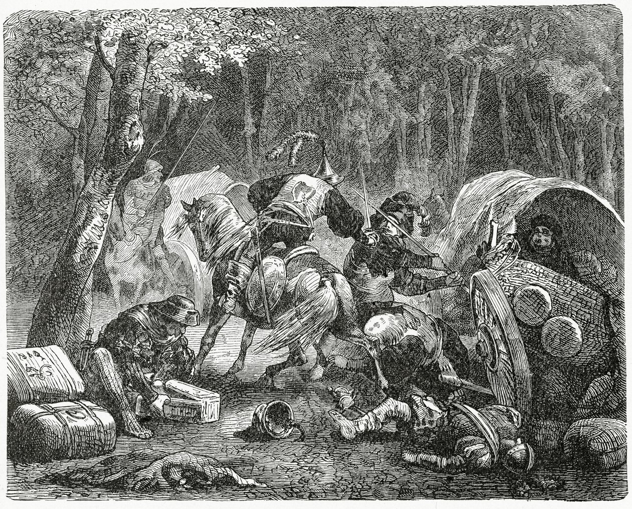 Nobles Plundering Travelling Merchants, 1882 by English School