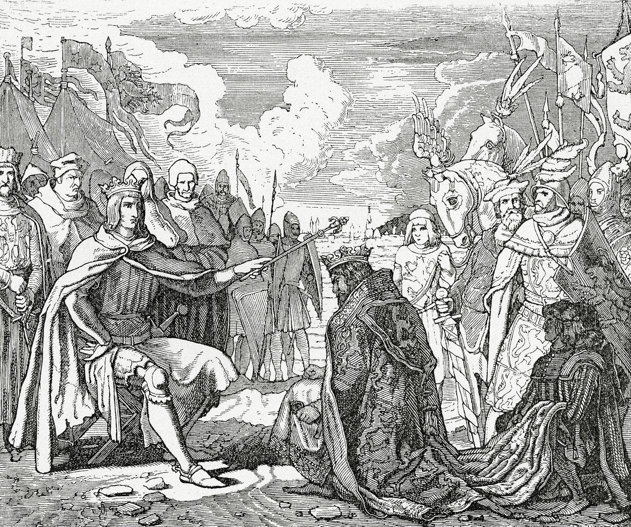 Ottokar II of Bohemia pays homage to Rudolph I, King of Germany in 1276, 1882 by English School