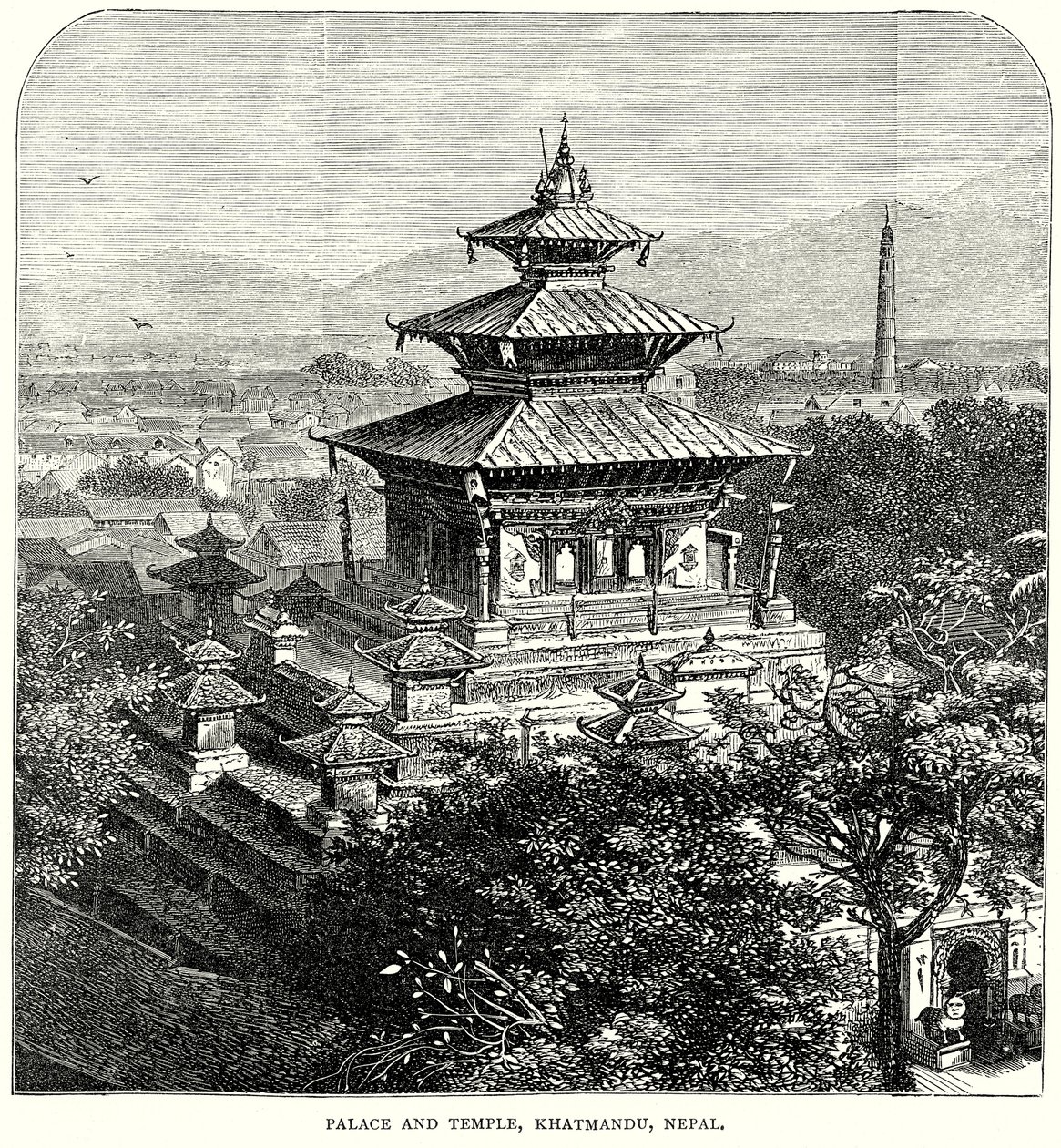 Palace and Temple, Kathmandu, Nepal by English School