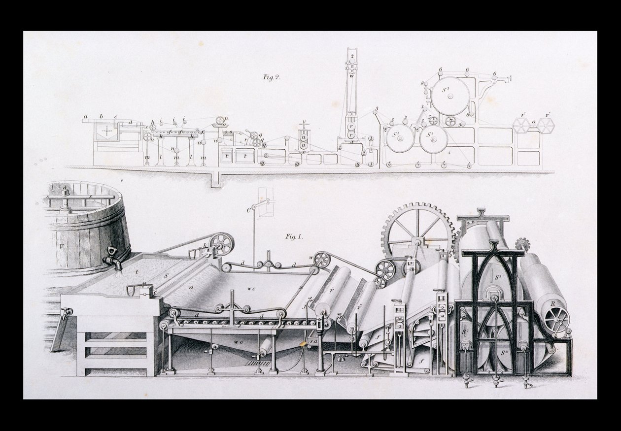 Paper Making Machine from Cyclopaedia of Useful Arts & Manufactures, edited by Charles Tomlinson, c.1880s by English School