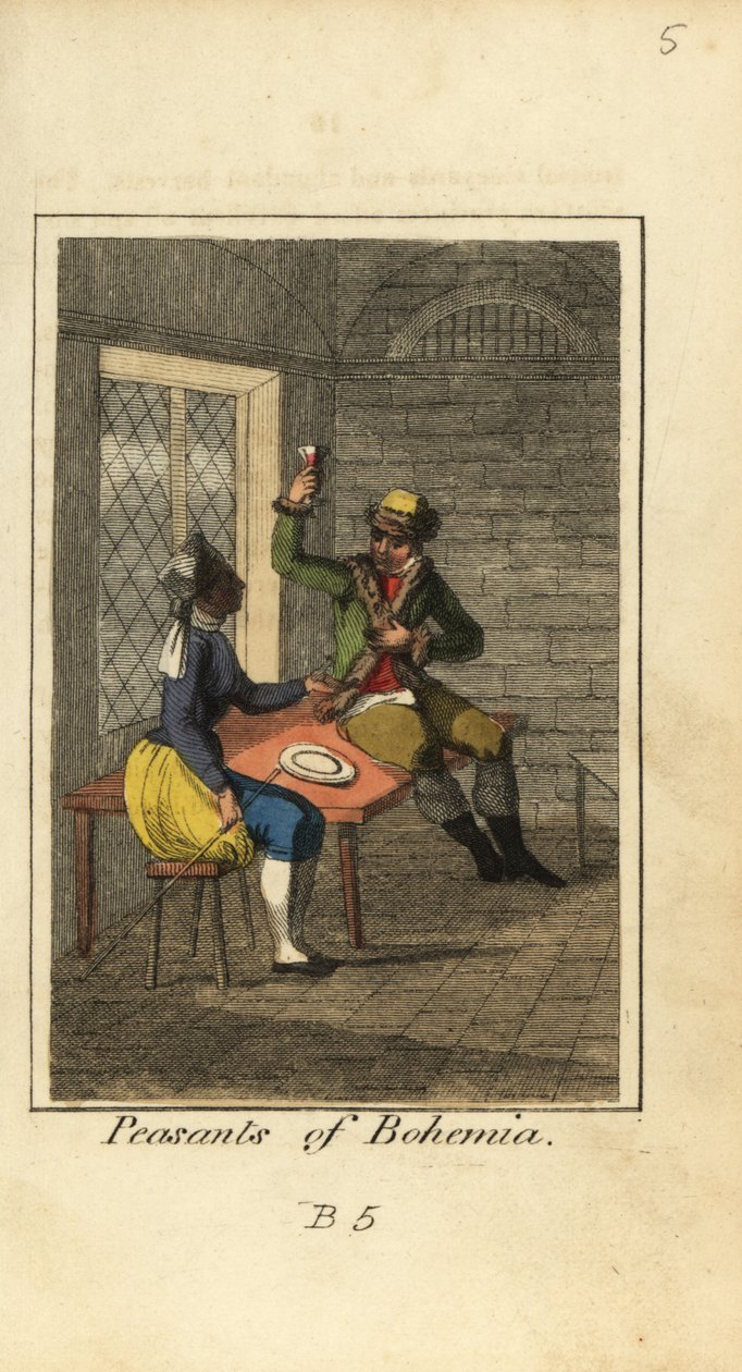 Peasants of Bohemia drinking wine in a tavern by English School