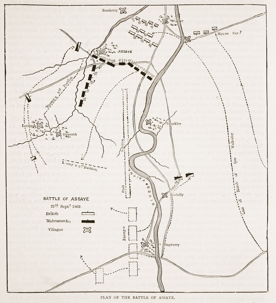 Plan of the Battle of Assaye, Illustration from Cassell