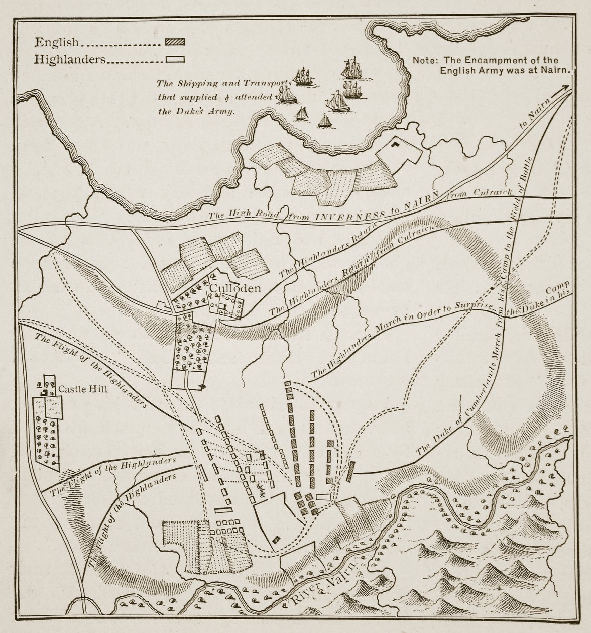 Plan of the Battle of Culloden, April 16th, 1746 by English School