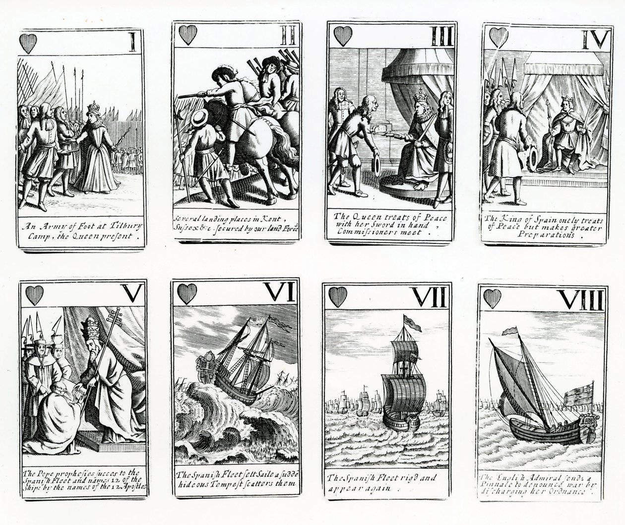 Playing Cards Depicting the Events from the Spanish Armada, 1699 by English School