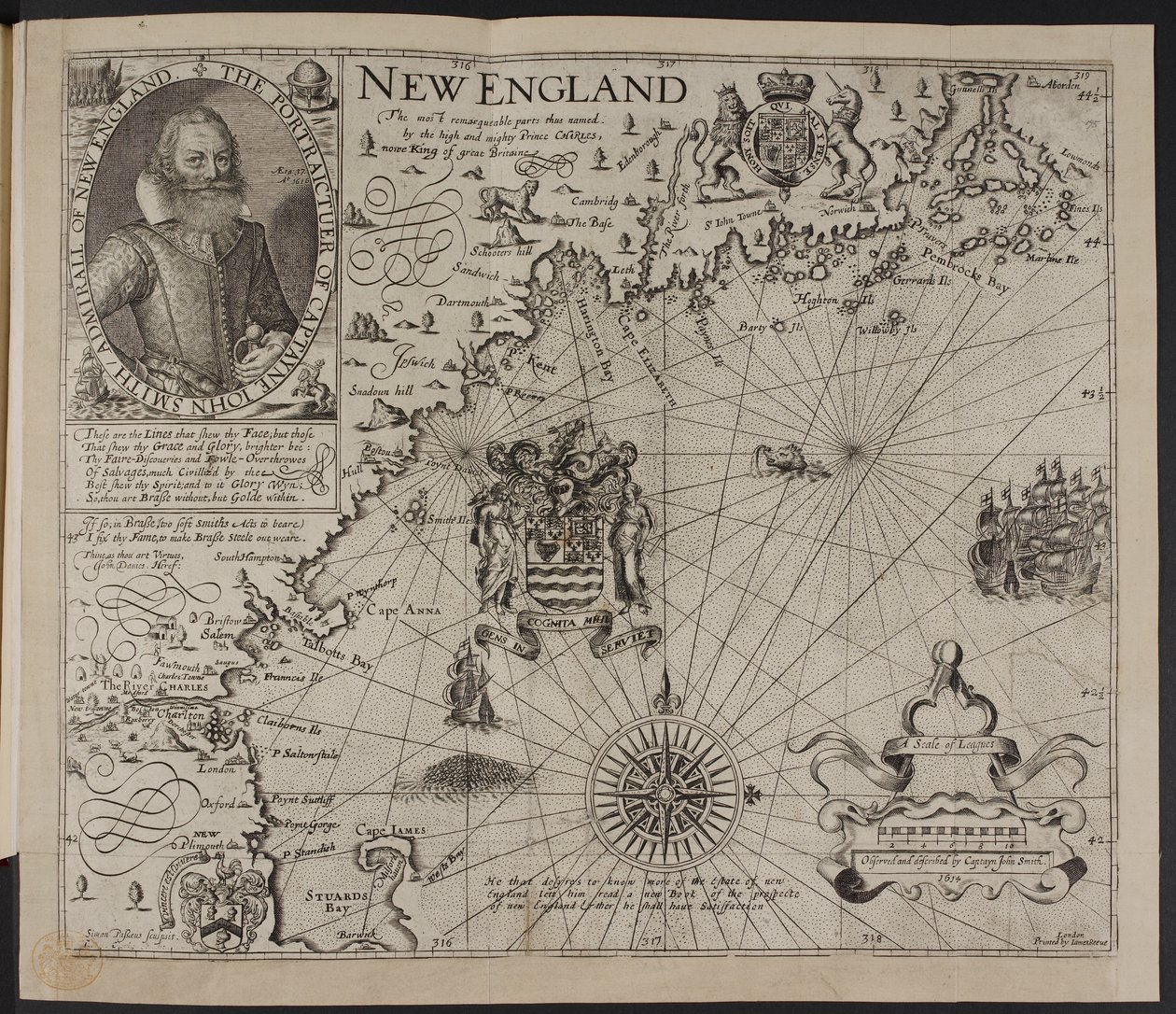 Portrait of Captain John Smith. A picture of the coast of New England, in 