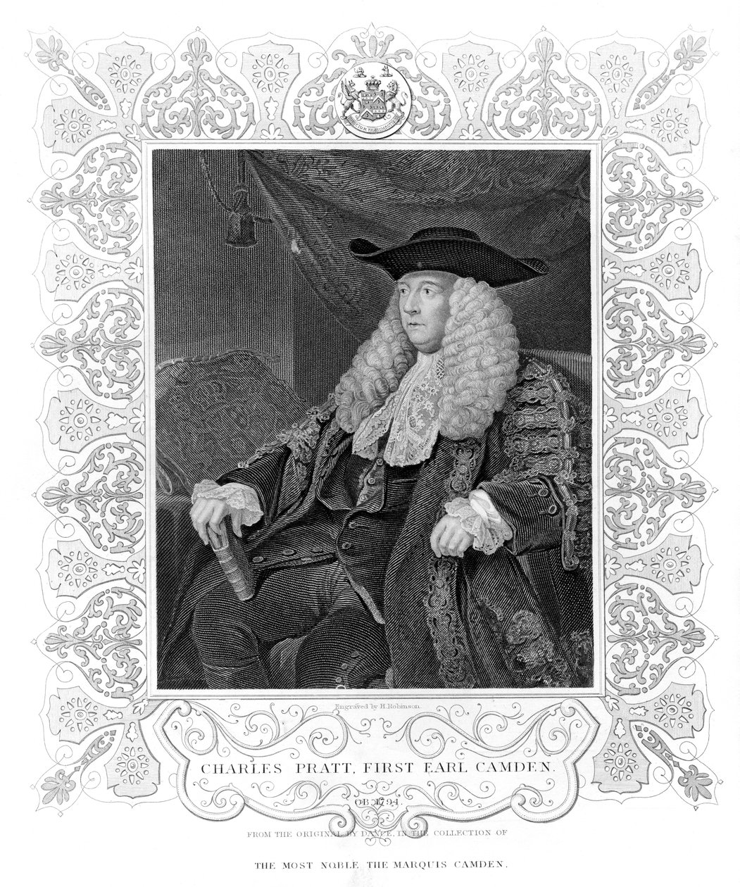 Portrait of Charles Pratt, 1st Earl Camden, engraved by H. Robinson by English School