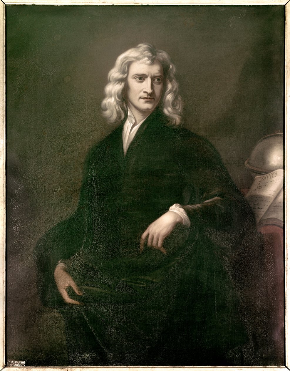 Portrait of Isaac Newton, philosopher and mathematician by English School
