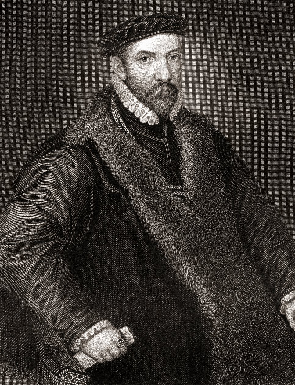 Portrait of Sir Nicholas Bacon from Lodges British Portraits, 1823 by English School