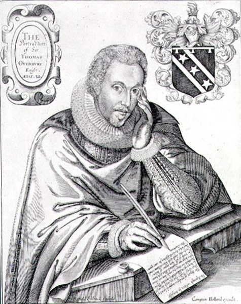 Portrait of Sir Thomas Overbury writing out his epitaph, engraved by Renold Elstrack by English School