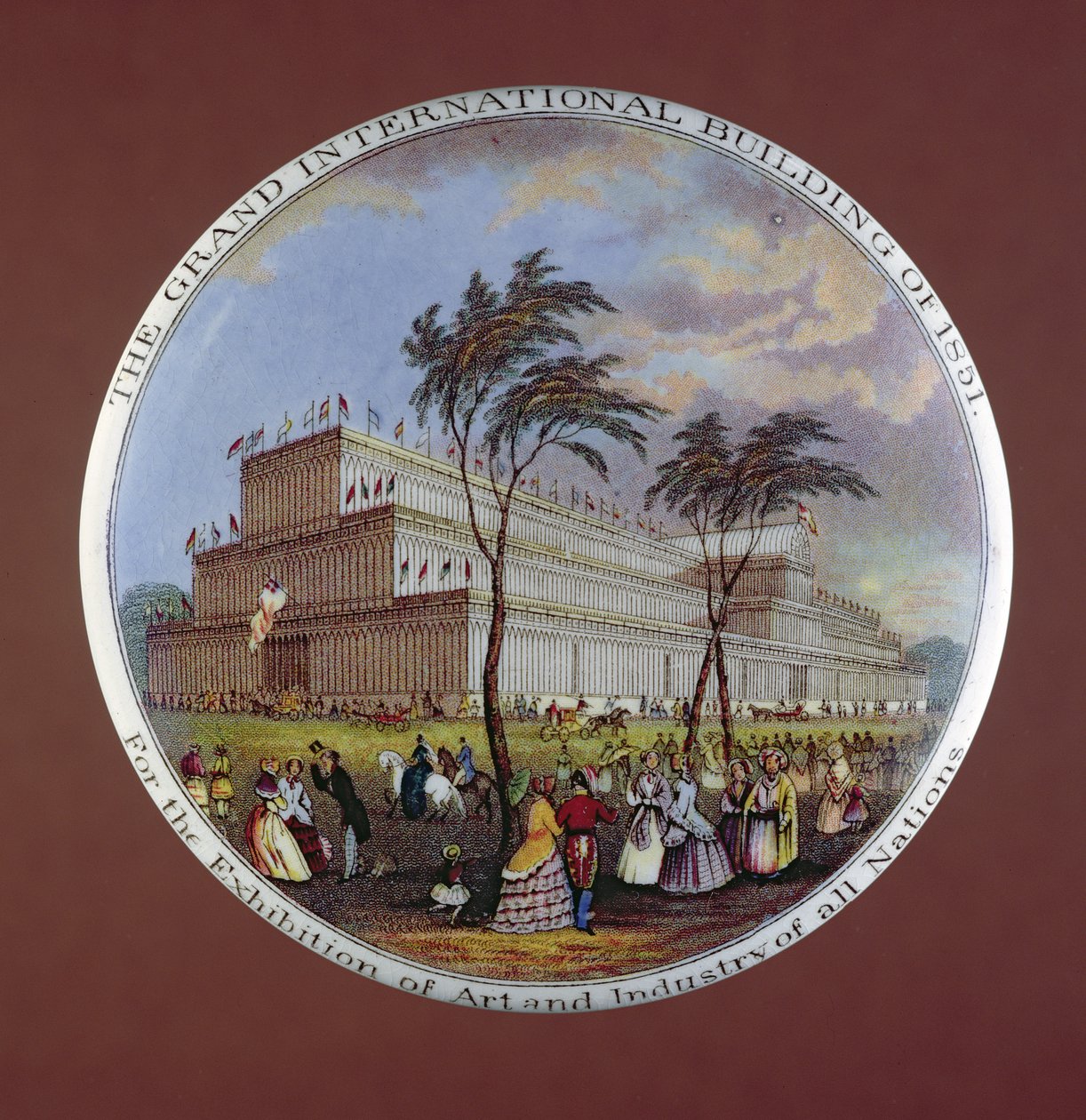 Pot Lid Depicting Crystal Palace by English School