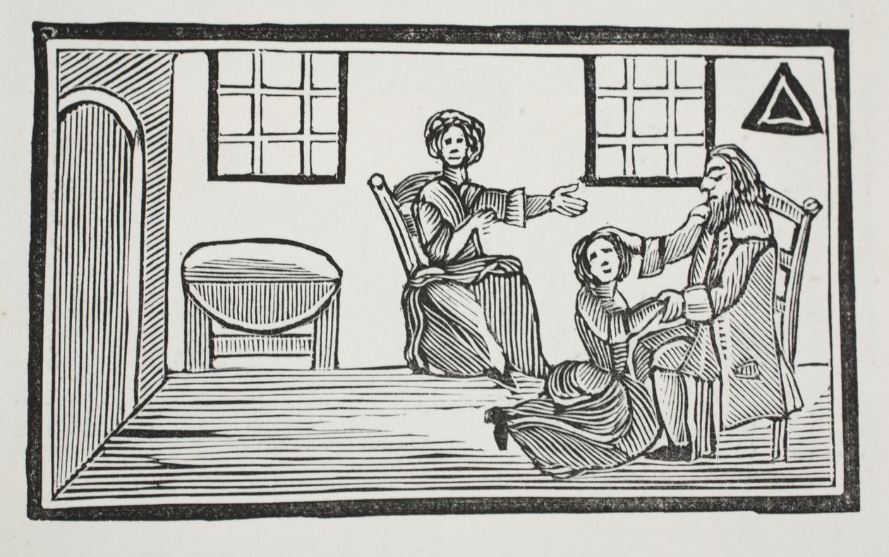 Pretty Bessie receiving her fathers blessing when going to seek her own livelihood (illustration) by English School