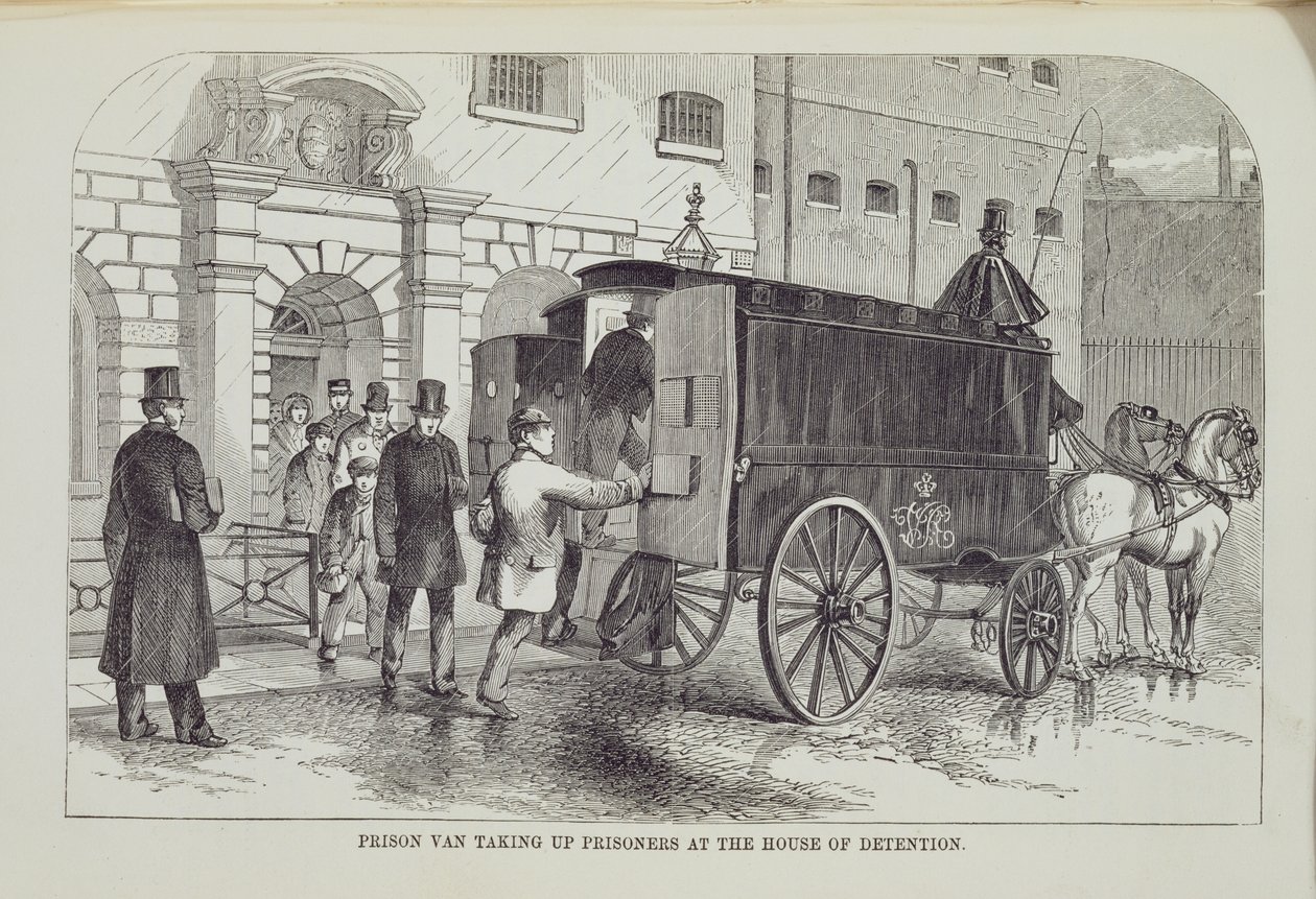 Prison Van Taking Up Prisoners at the House of Detention, from The Criminal Prisons of London and Scenes of Prison Life by Henry Mayhew and John Binny, 1862 by English School