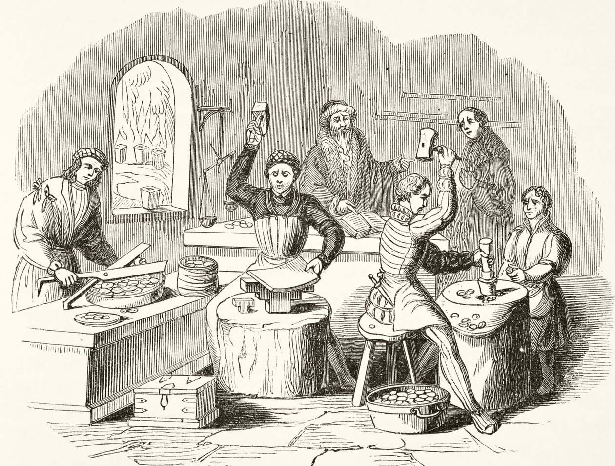 Process of coining in the 16th century by English School
