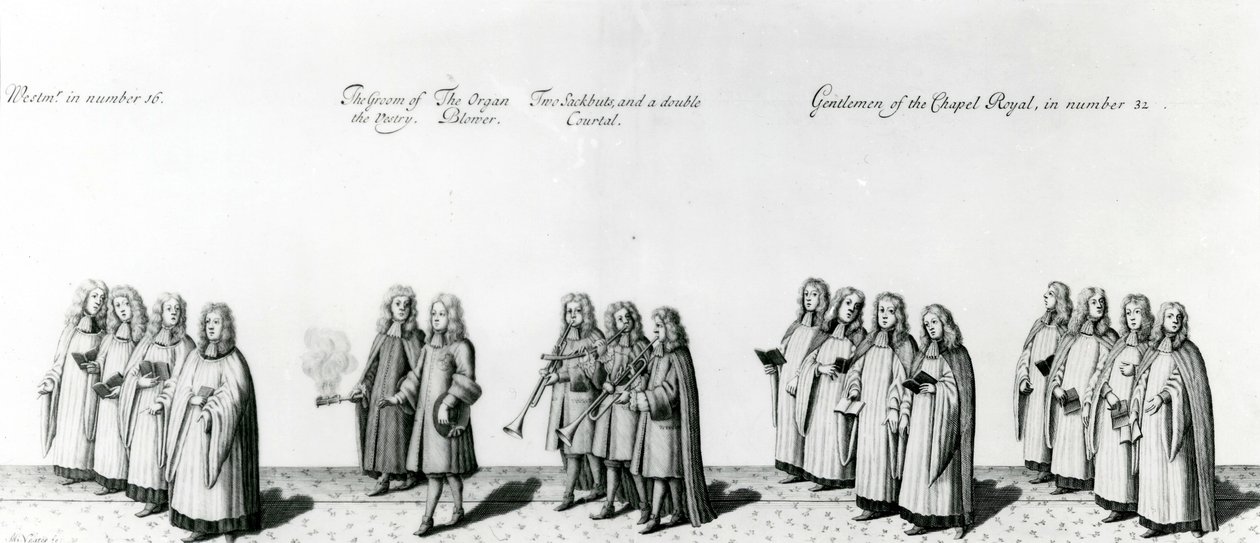 Procession at the Coronation of James II by English School