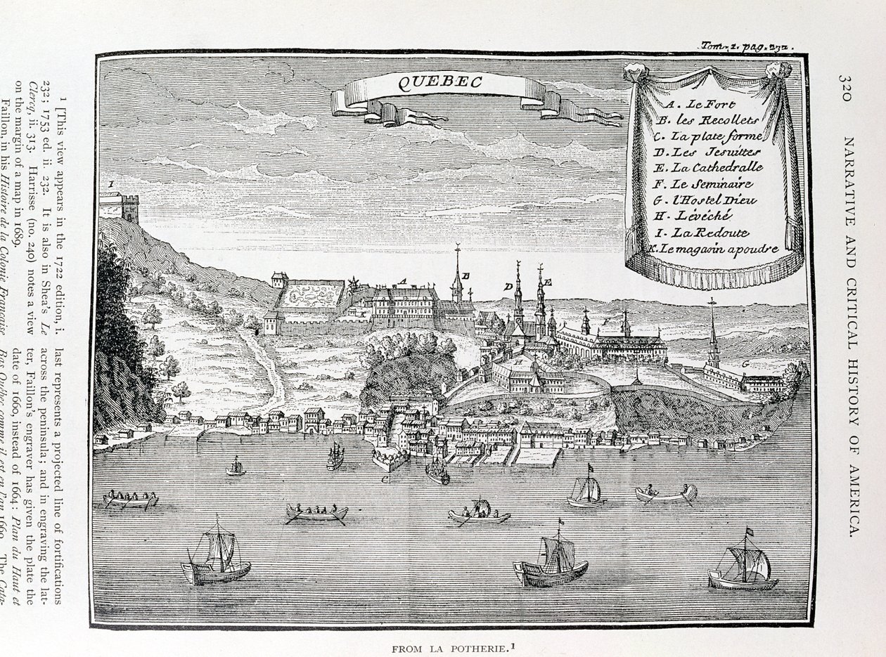 Quebec, after La Potherie, illustration from Volume IV of 