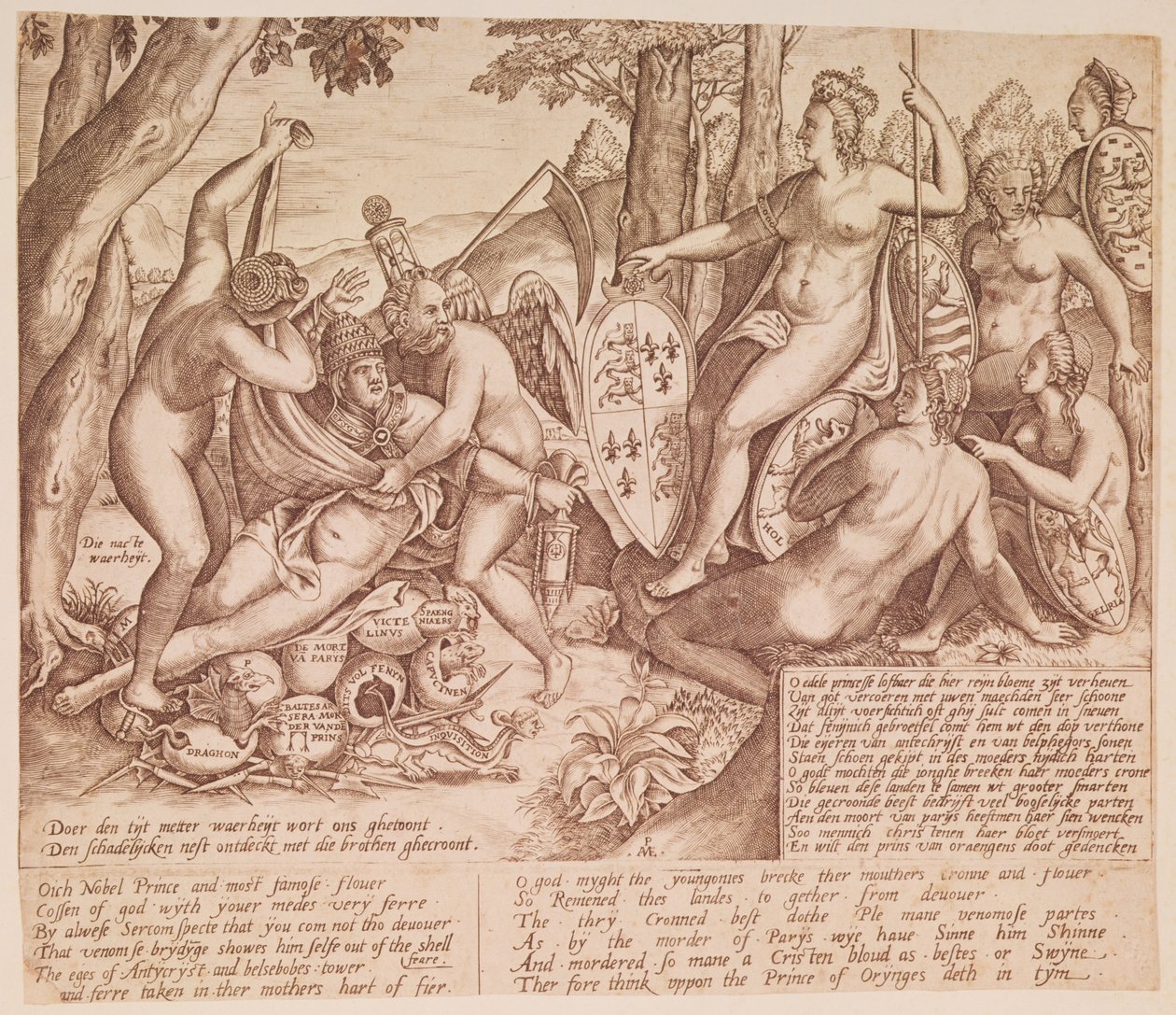 Queen Elizabeth I of England as the Goddess Diana, Sitting in Judgement Over Pope Gregory XIII by English School