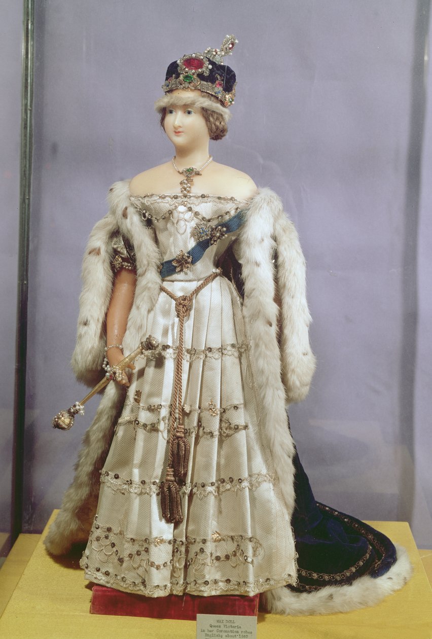Queen Victoria doll dressed in her Coronation Robes by English School