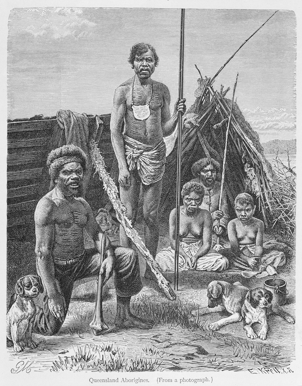 Queensland Aborigines, engraved from a photograph by E. Krell, from 