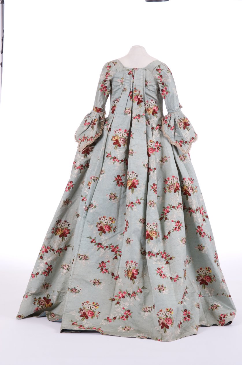 Rear view of a sack back dress, 1760s by English School