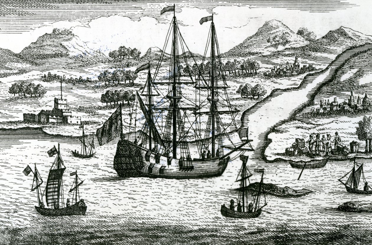 Robinson Crusoe Escaping Cambodia Enters a Port in the North Part of China by English School