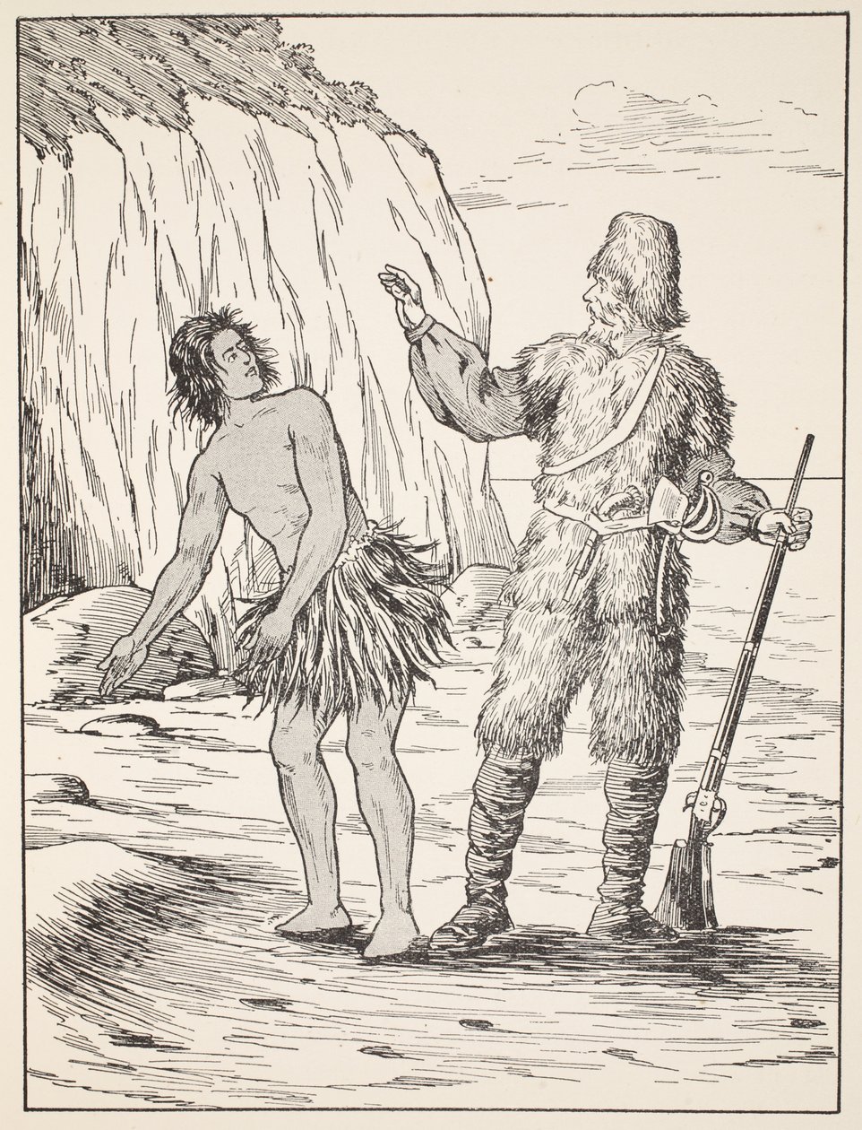 Robinson Crusoe and Friday by English School