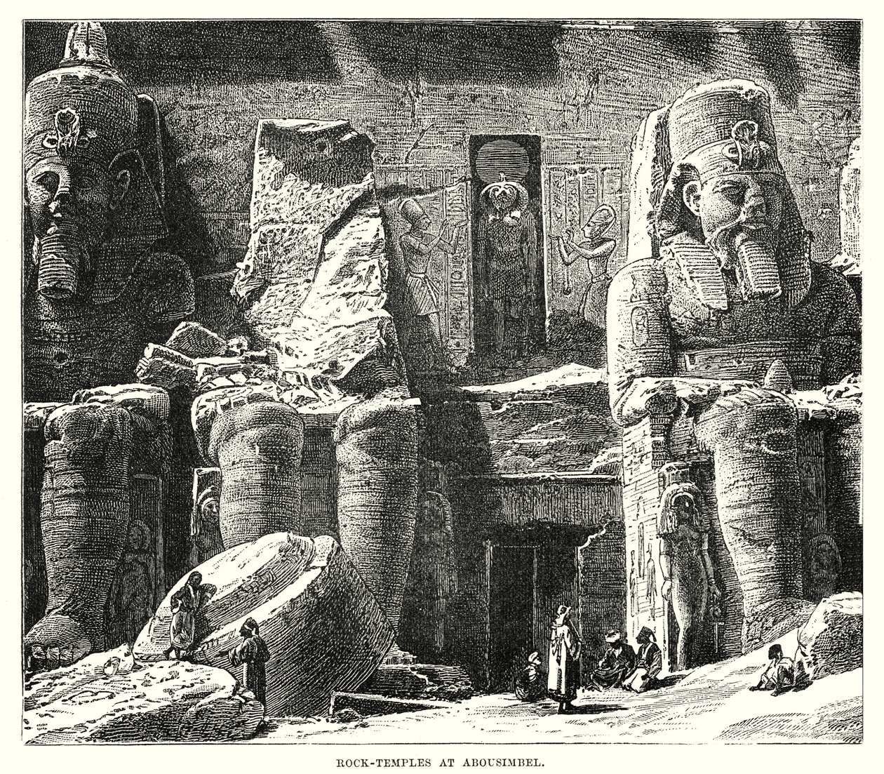 Rock Temples at Abousimbel (engraving) by English School