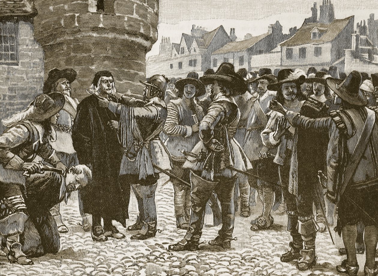 Royalist plotters at Salisbury insulting the Sheriff, illustration from Cassell