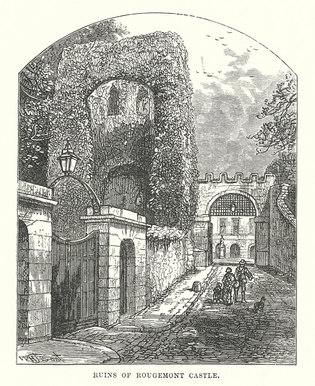 Ruins of Rougemont Castle by English School