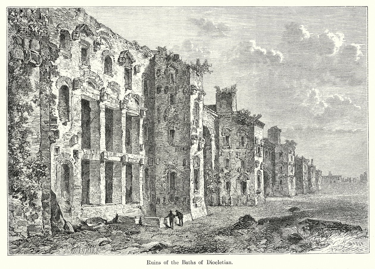 Ruins of the Baths of Diocletian by English School