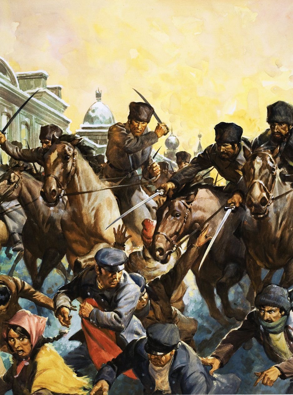 Russian Troops Slaughtered the Peaceful Marchers as They Converged on the Winter Palace at St Petersburg by English School
