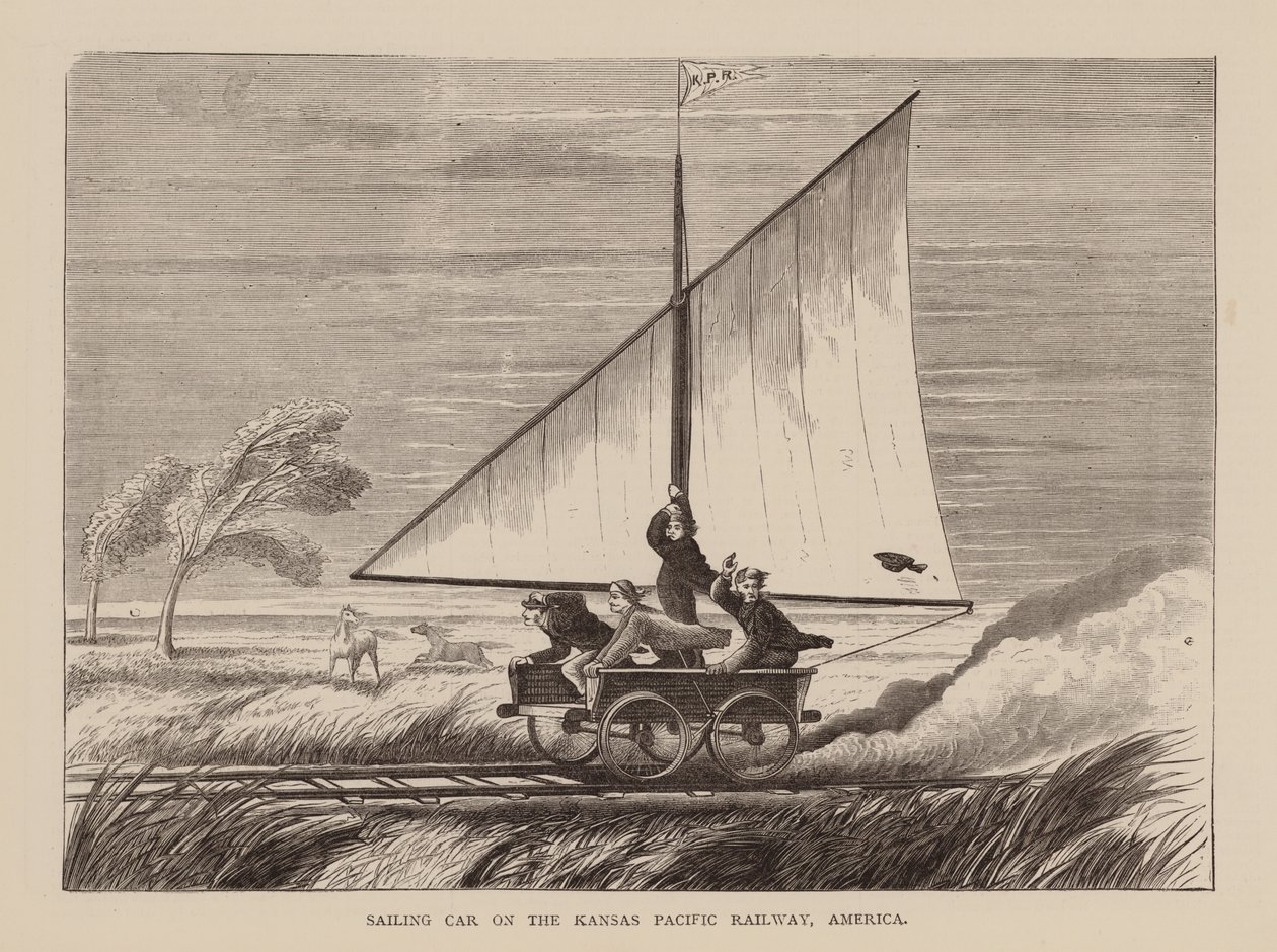 Sailing Car on the Kansas Pacific Railway, America by English School