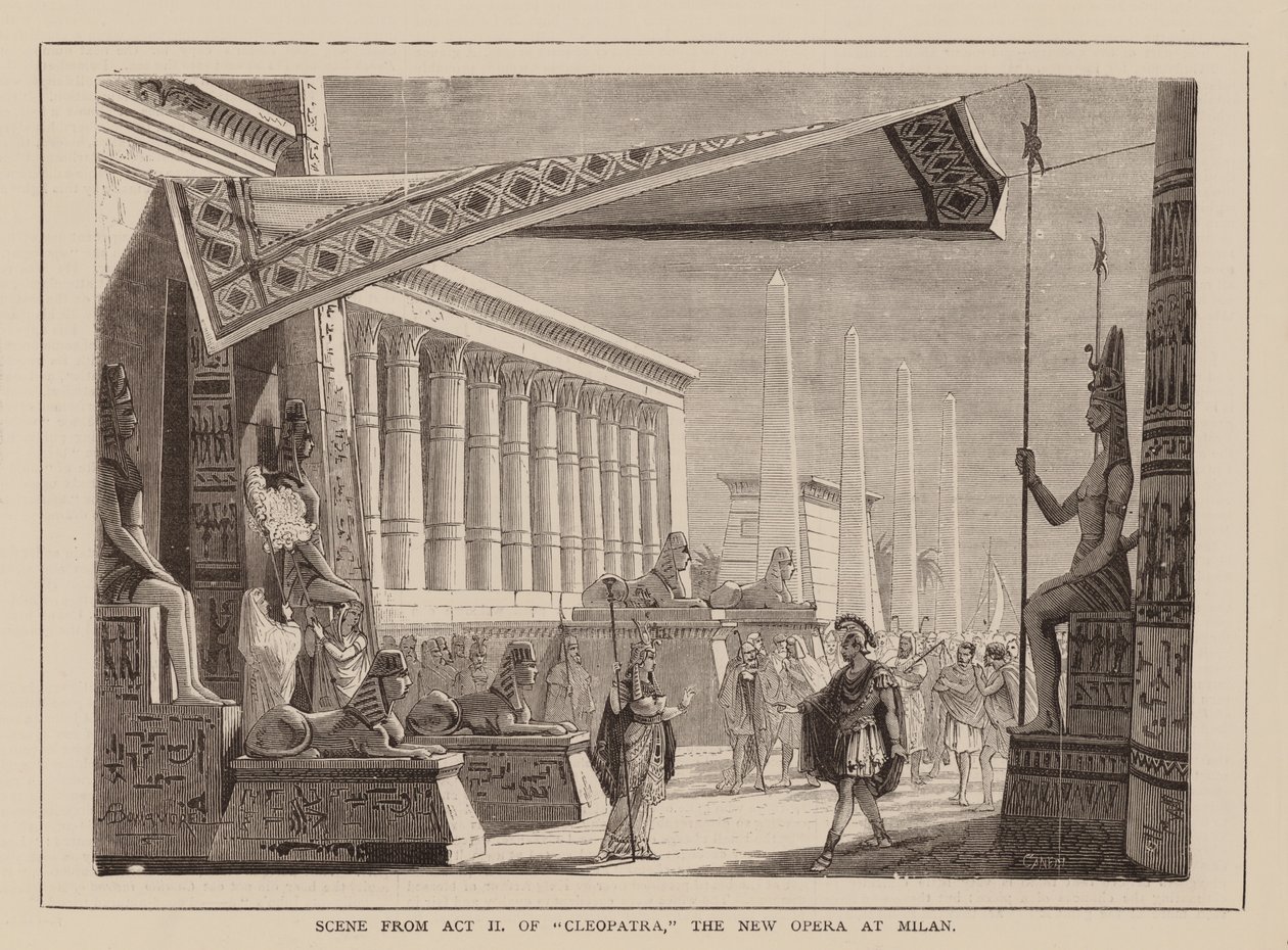 Scene from Act II of "Cleopatra," The New Opera at Milan by English School