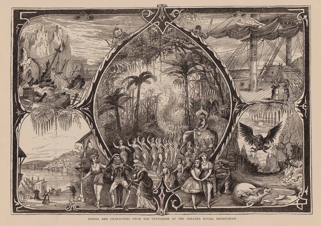 Scenes and Characters from the Pantomime at the Theatre Royal, Birmingham by English School