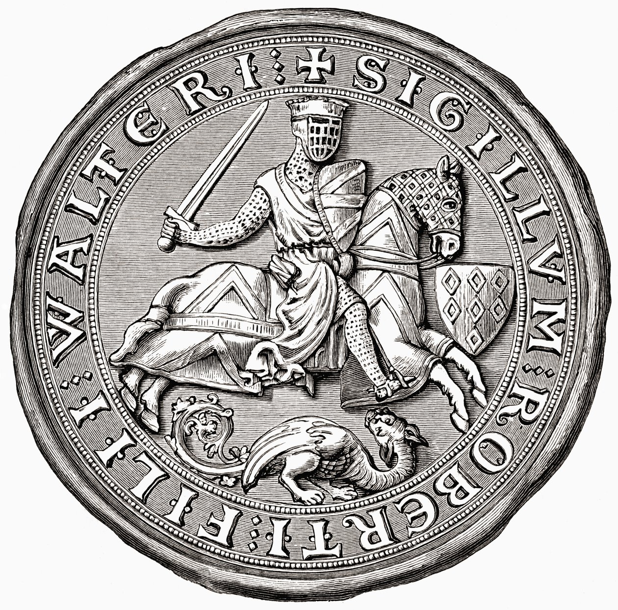 Seal of Robert Fitzwalter, from A Short History of the English People by J. R. Green, published 1893 by English School