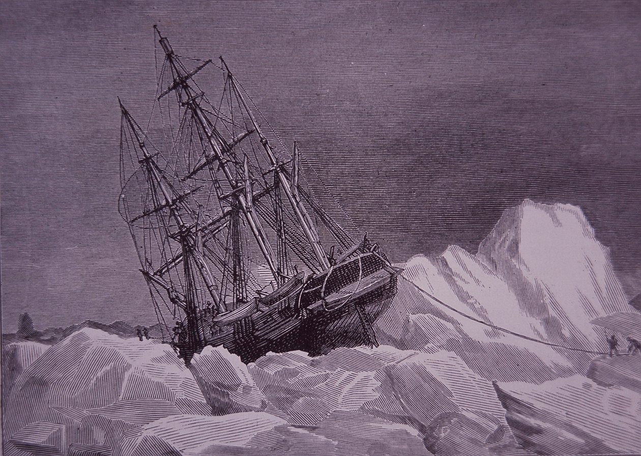 Sir John Franklin, expedition of 1845 to find Northwest Passage, ship Terror stuck in ice by English School
