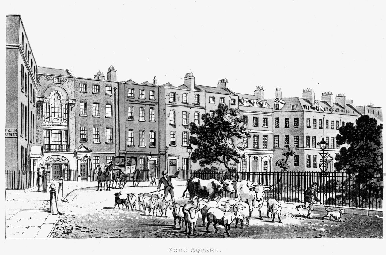 South West Corner of Soho Square, 1816 by English School