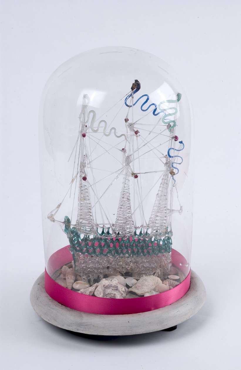 Spun-Glass Ship Under a Glass Dome, c.1820 by English School