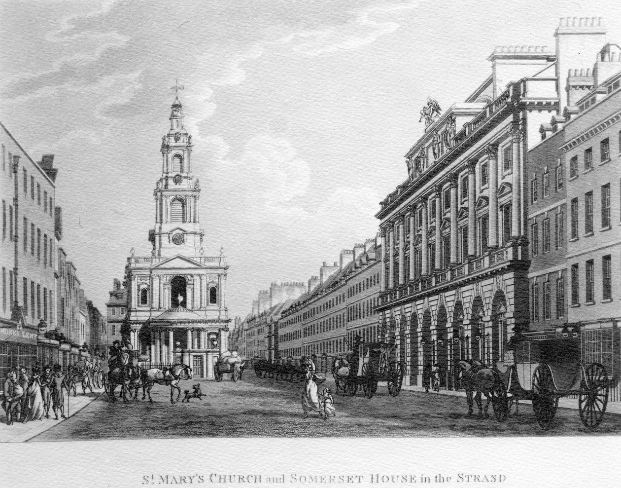 St. Marys Church and Somerset House in the Strand, 1796 by English School