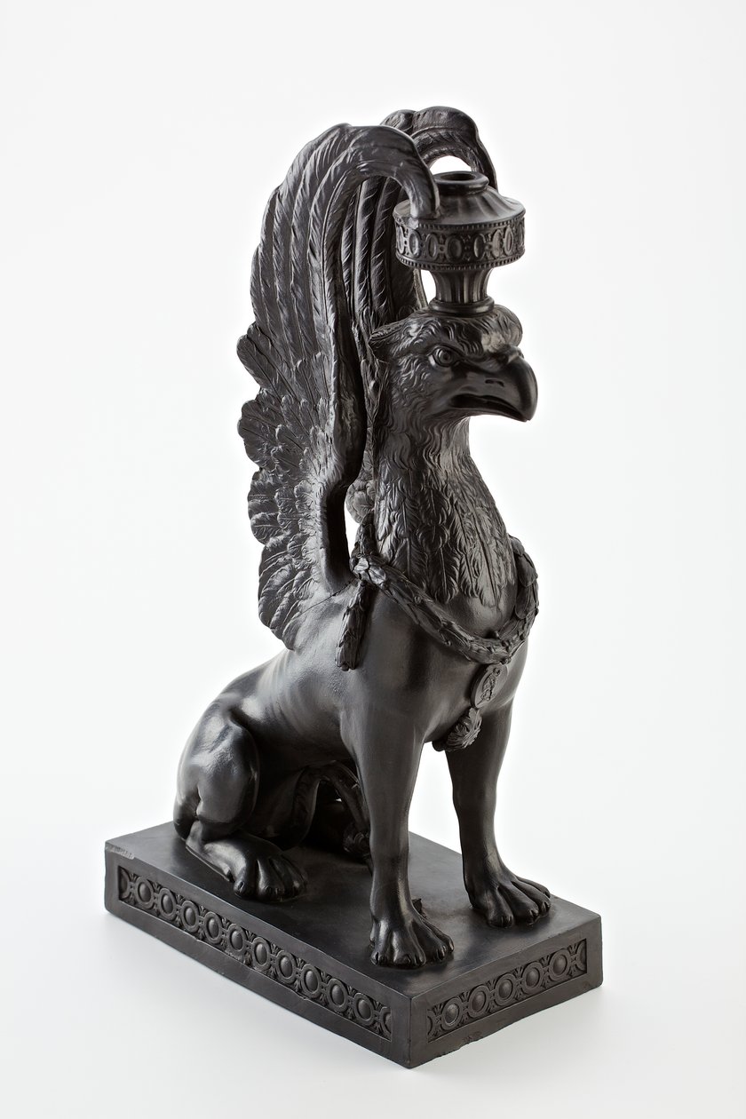 Staffordshire Wedgwood basalt ware candlestick in the form of a griffin, c.1771-80 by English School