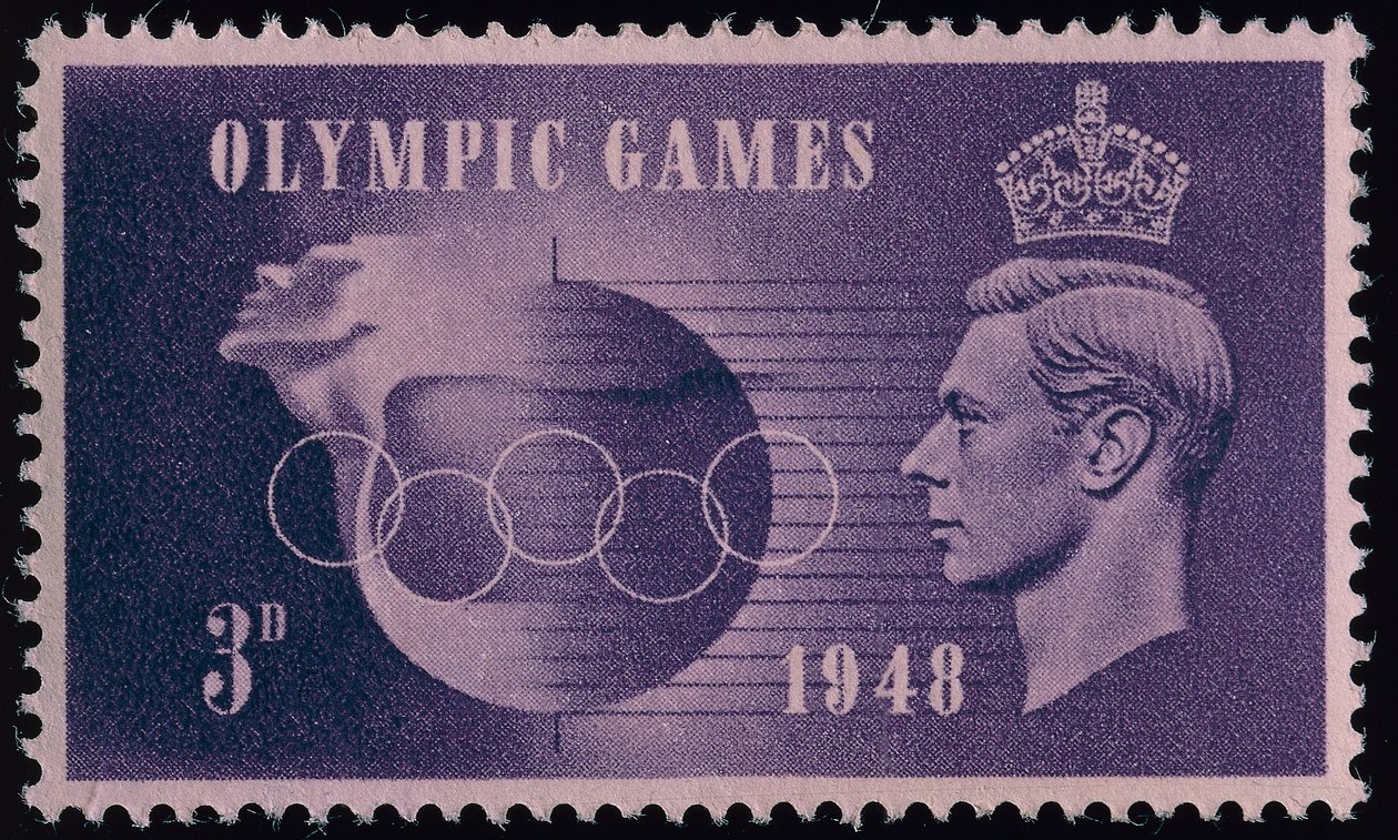 Stamp commemorating the 1948 London Olympics by English School