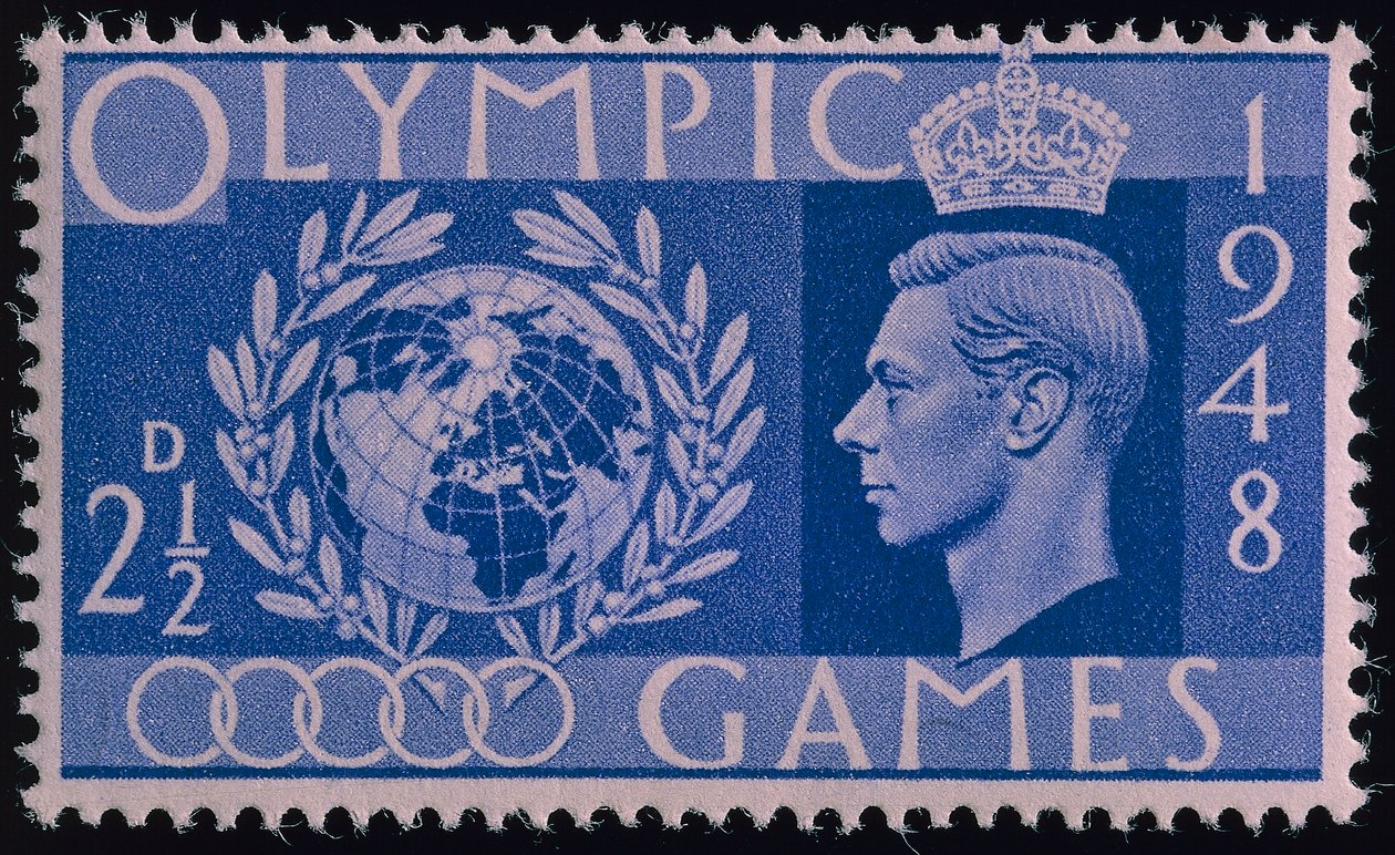 Stamp commemorating the 1948 London Olympics by English School