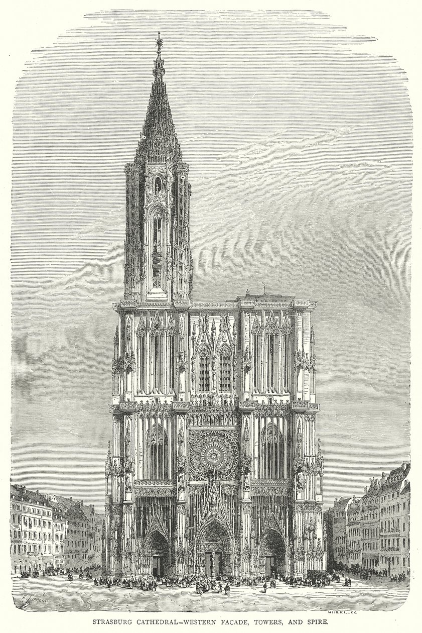 Strasburg Cathedral-Western Facade, Towers, and Spire by English School
