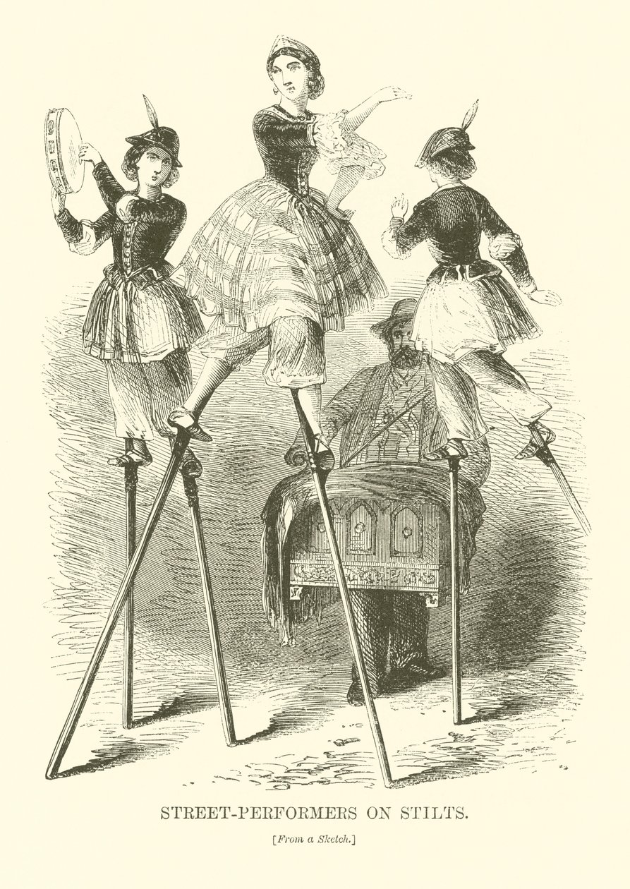 Street-Performers on Stilts by English School