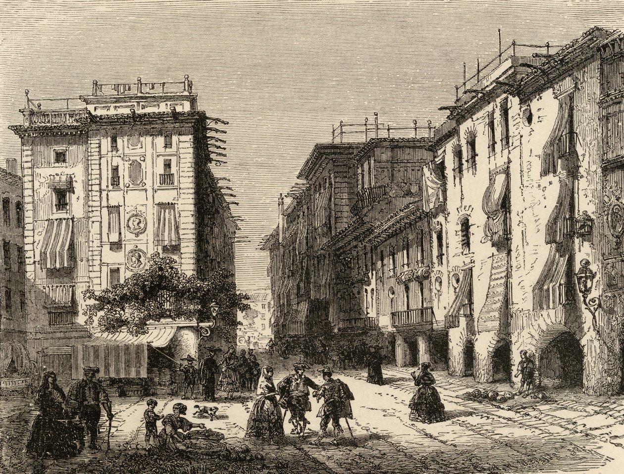 Street in Barcelona, illustration from 